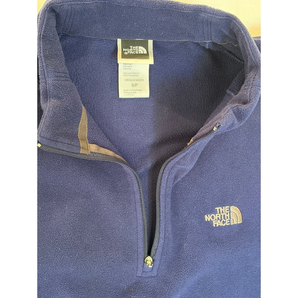 The North Face Mens Navy Blue Quarter Zip Fleece Pullover Sweater Small